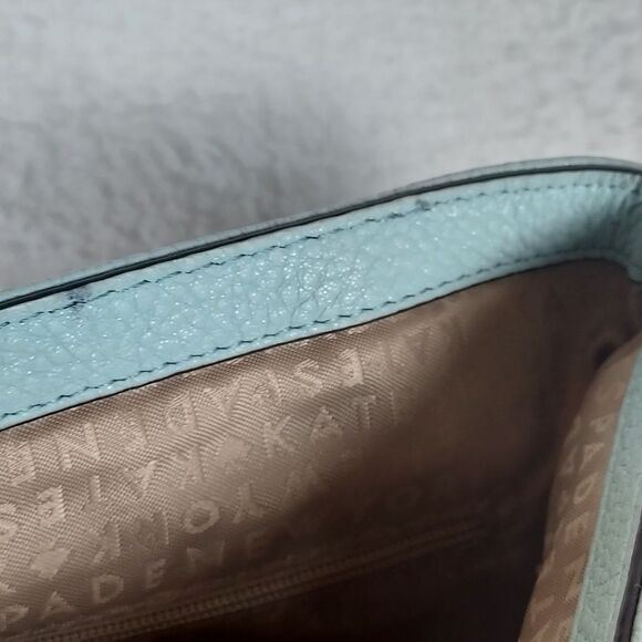 Kate Spade Quilted Pebbled Leather Turnlock Shoulder Bag Blue Gold Chain - Picture 15 of 16